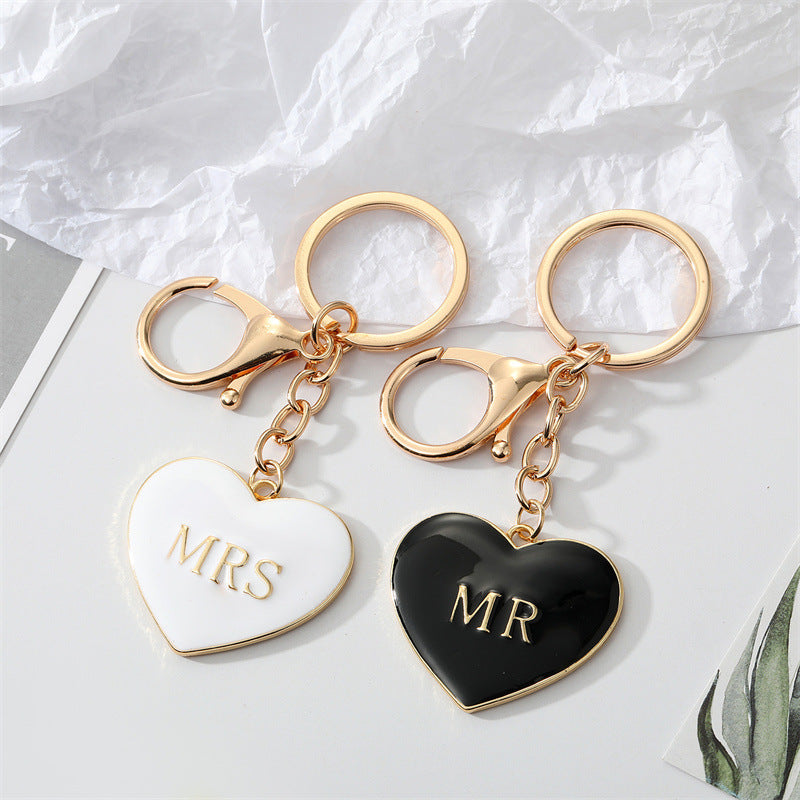 Mr & Mrs Love Heart Keychain