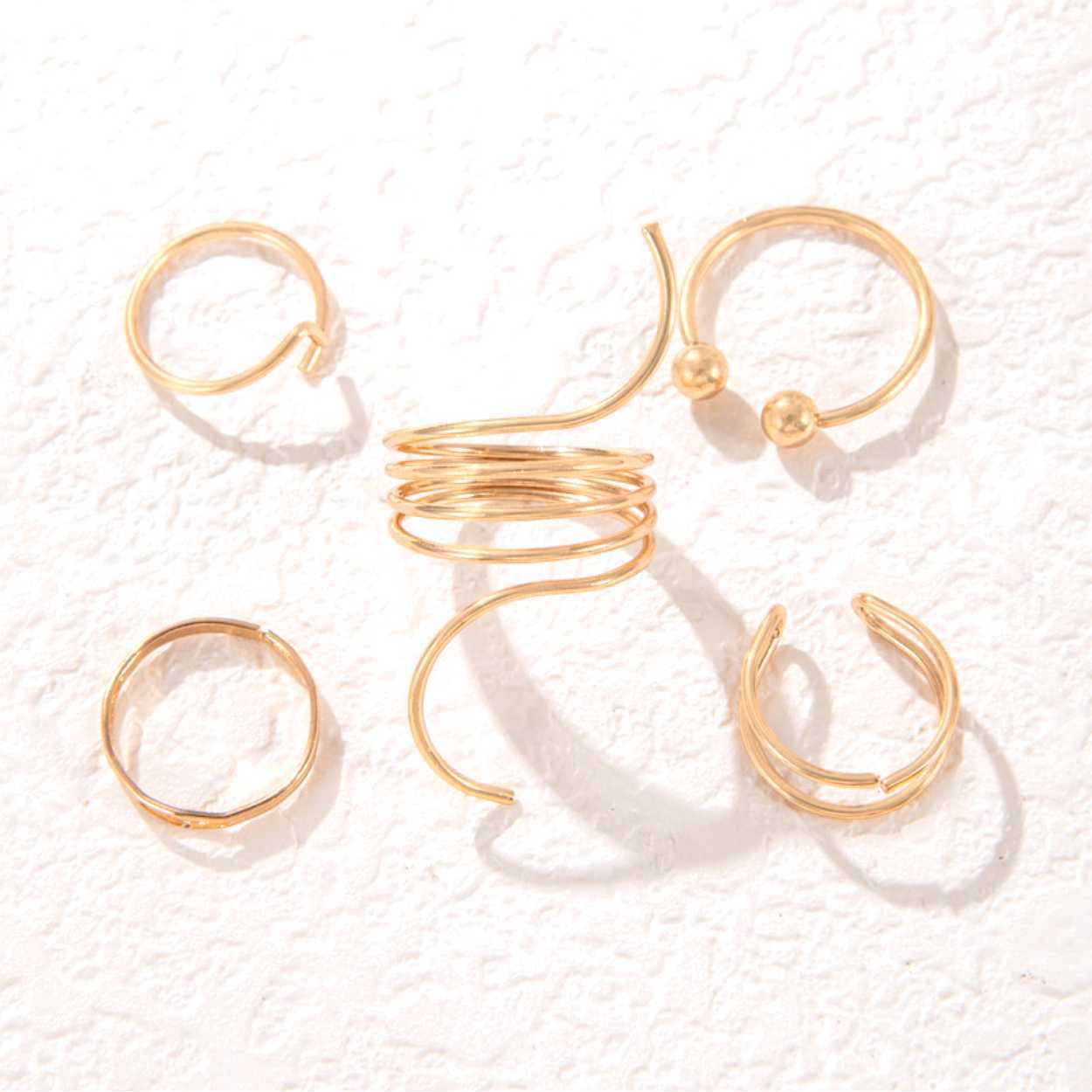 5pc Wavy Open Rings
