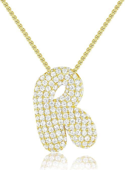 Bubble Letter Pendant Necklace