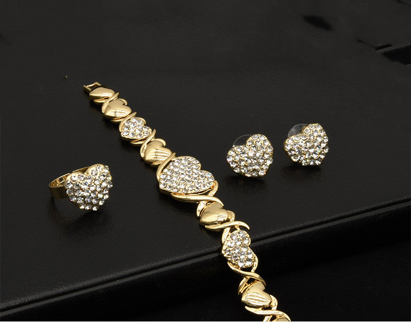XOXO 18K Gold Heart Filled Jewelry Set