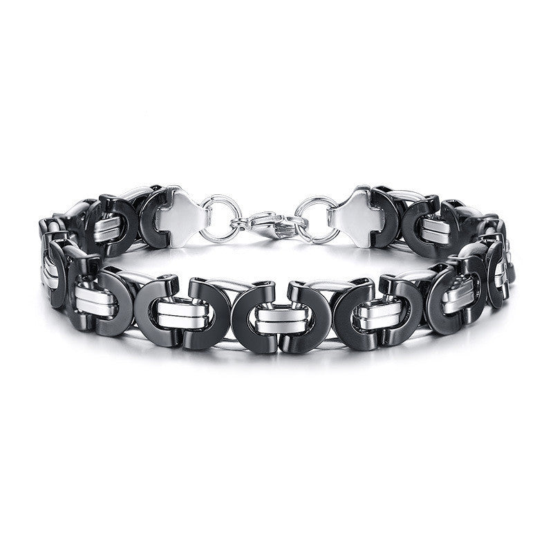 Black silver titanium bracelet 