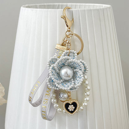 Camellia Ribbon Pearl Key Chain by Savge Charmz
