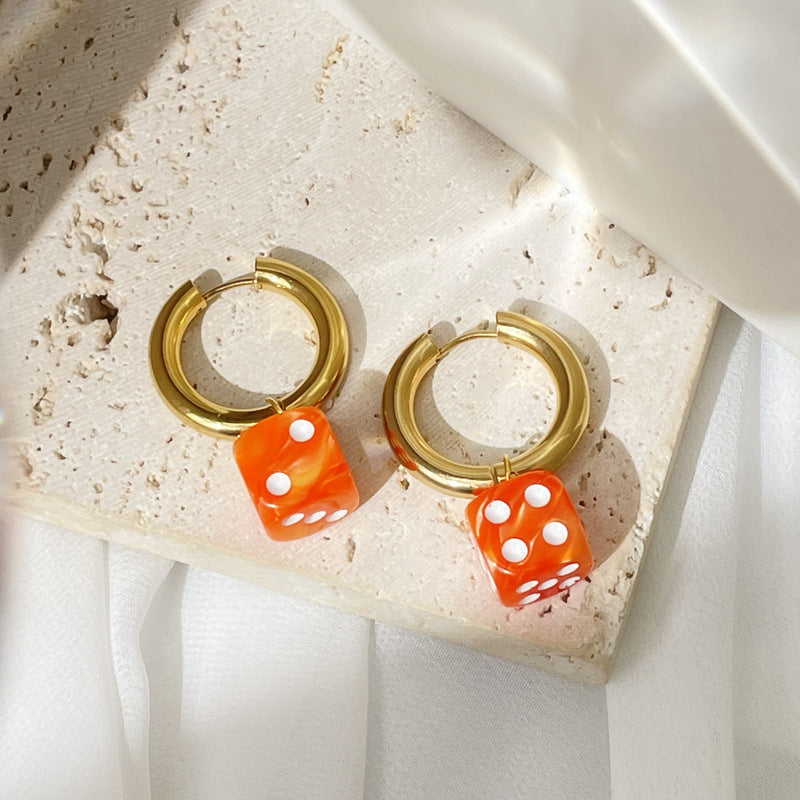 dice hoop earrings