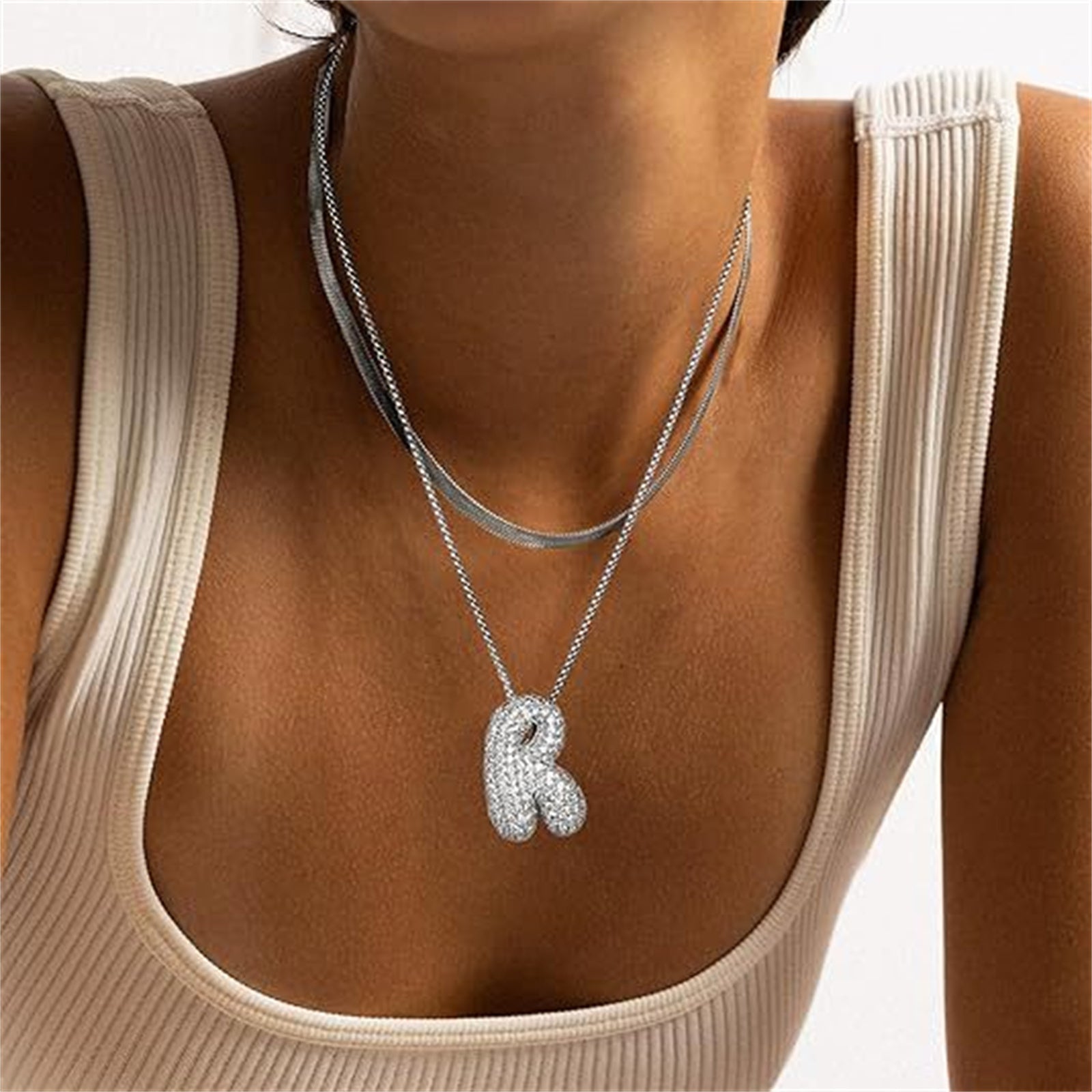 Bubble Letter Pendant Necklace