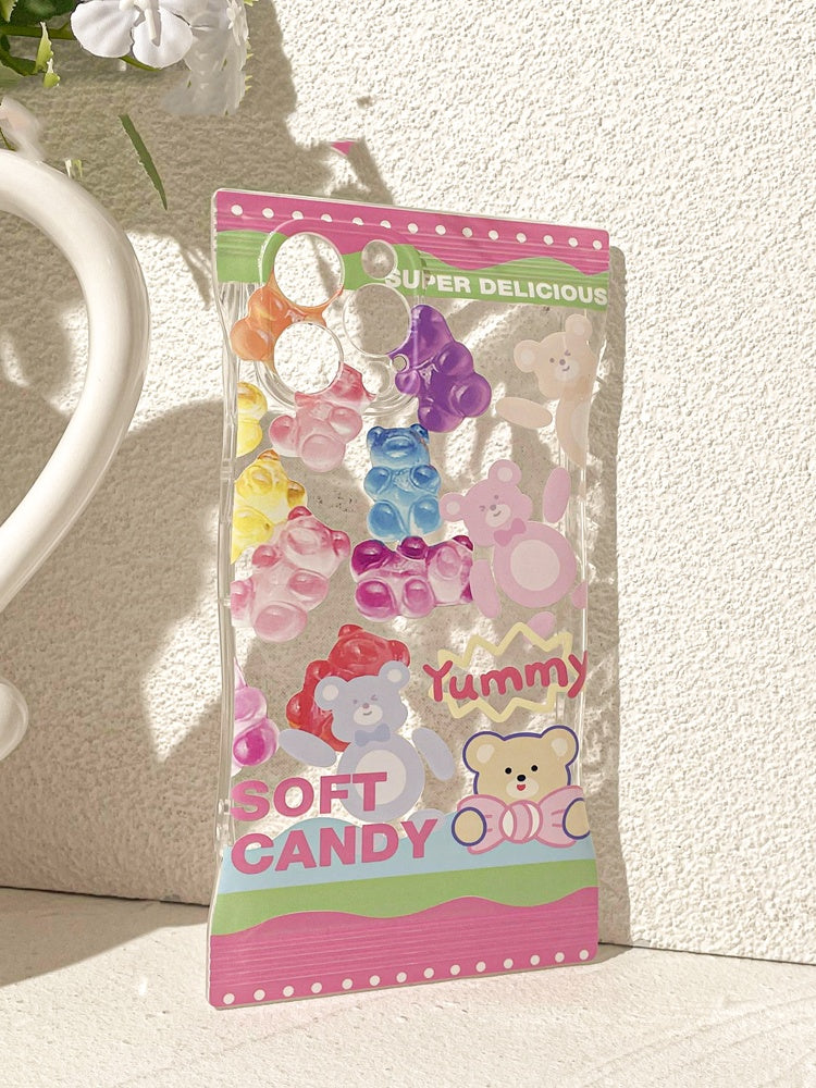 Funda de teléfono de oso de goma con diseño 3D de dibujos animados