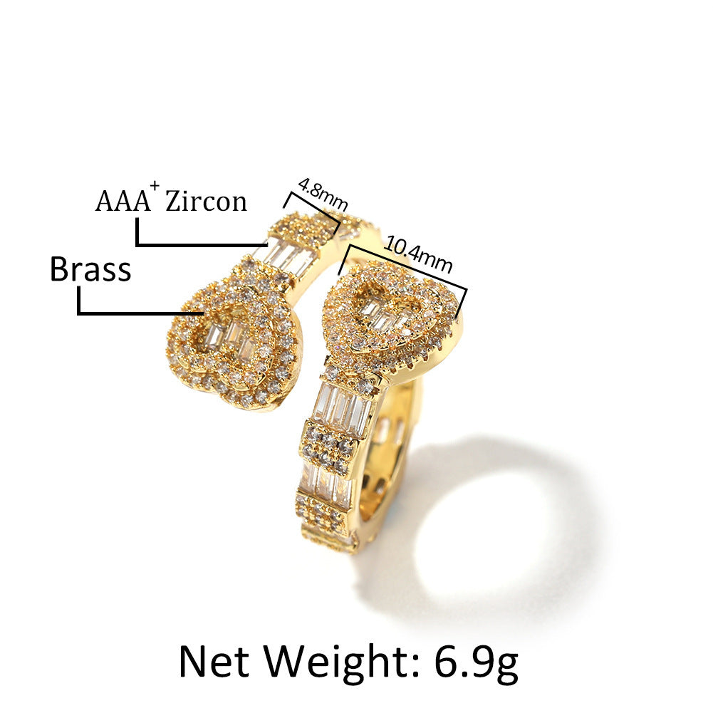 Baguette CZ Heart Ring