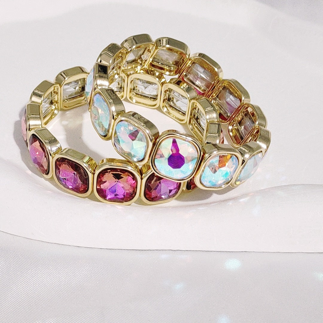 Gold Square Gem Bracelet