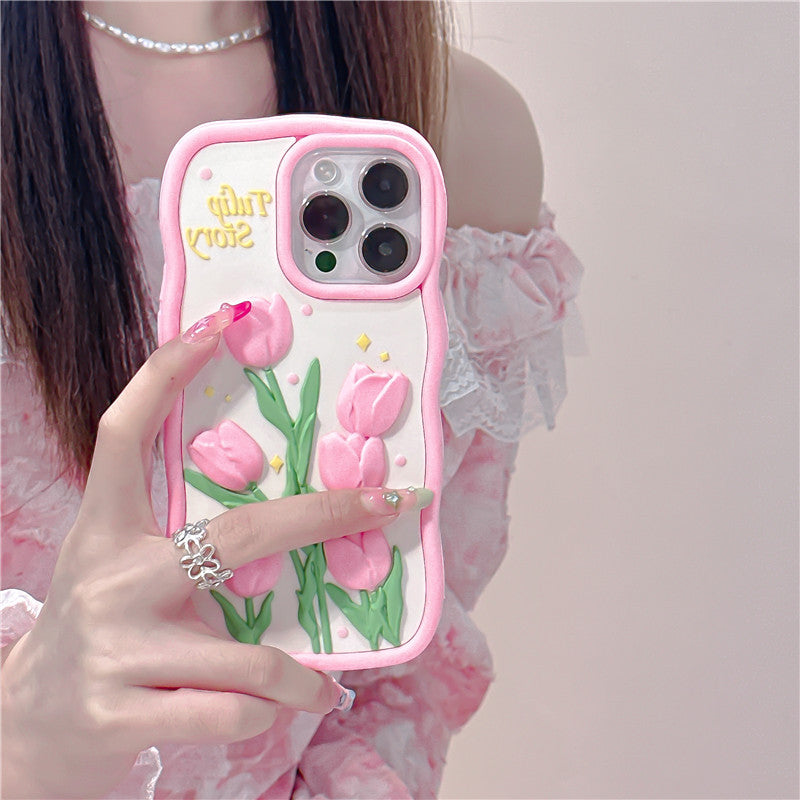 Funda de teléfono 3D creativa con diseño de tulipán
