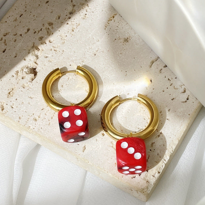 dice hoop earrings