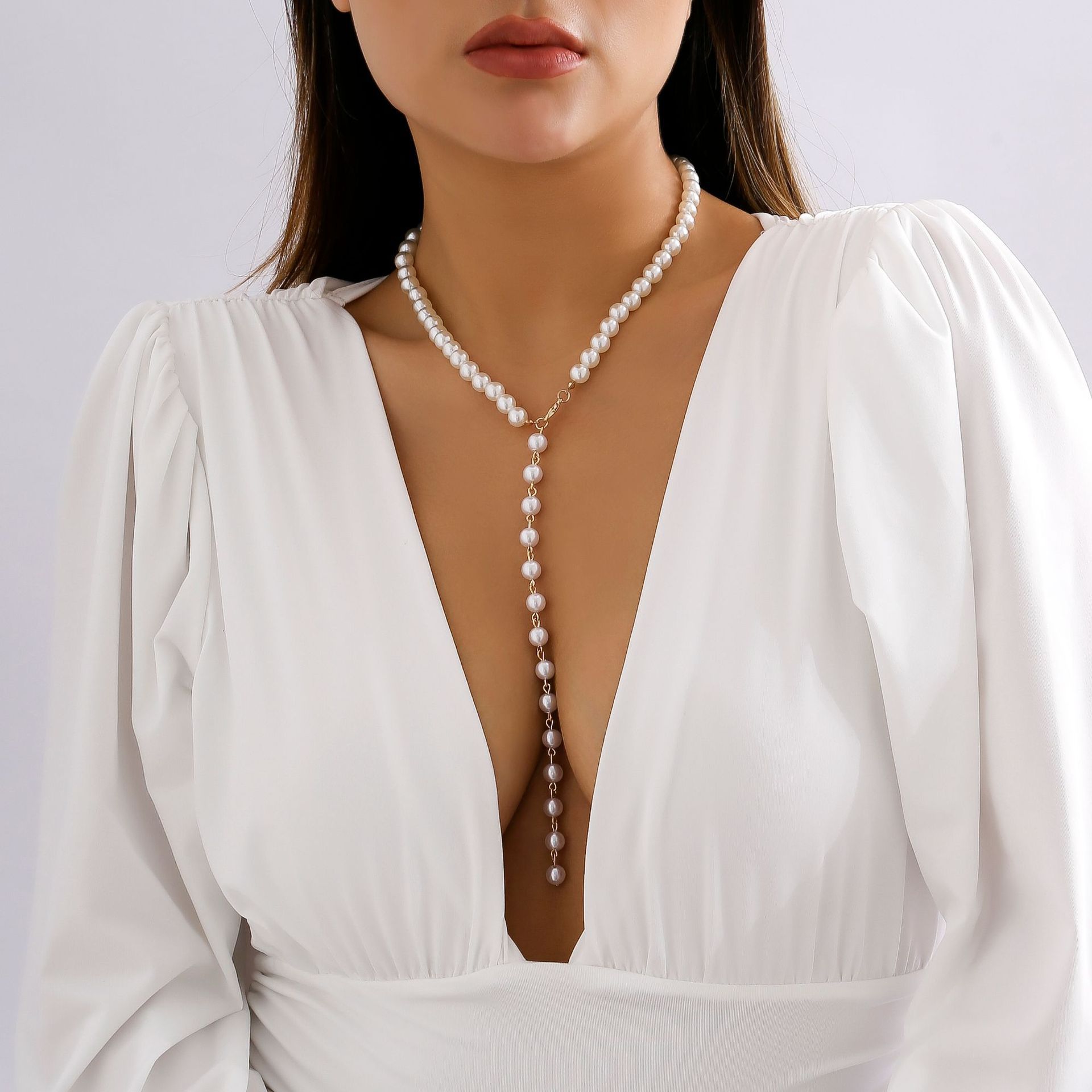 Chain Beaded Pearl Niche Necklace