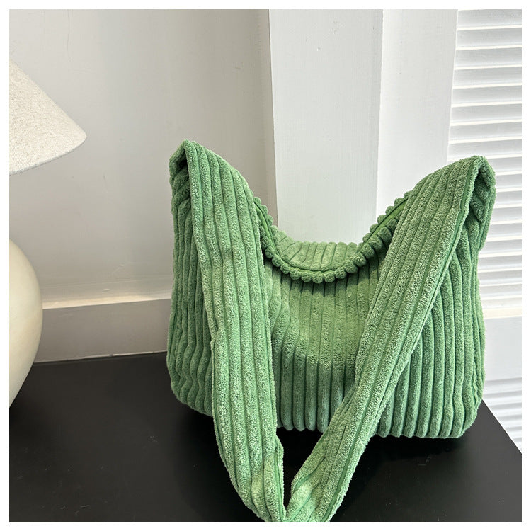 Womens Casual Corduroy Shoulder Tote Bag