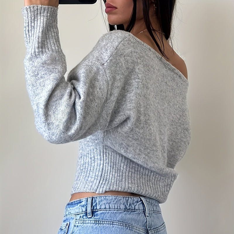 Women's Off The Shoulder Cropped Sweater