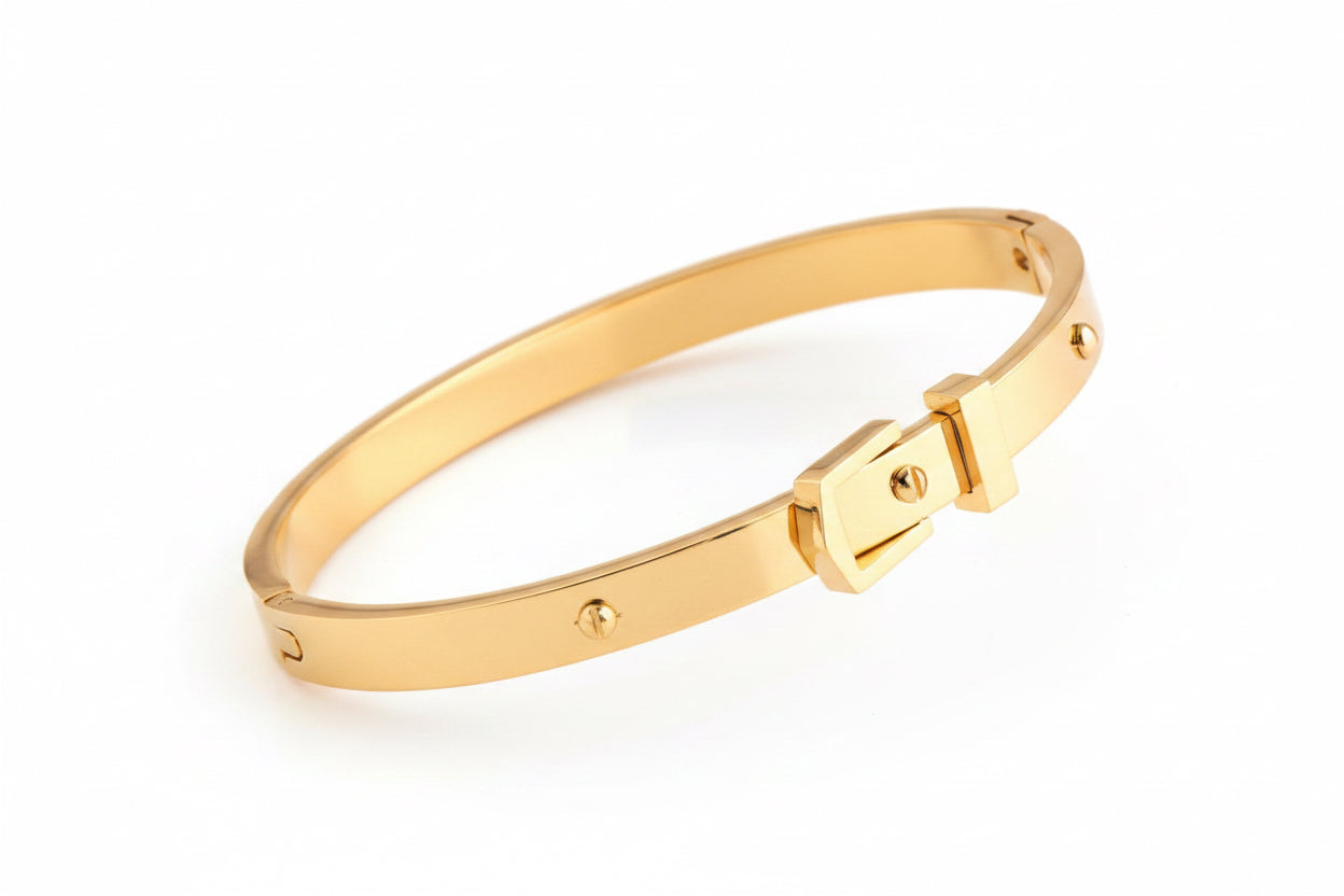 Buckle Diamond-embedded Stainless Steel Bracelet