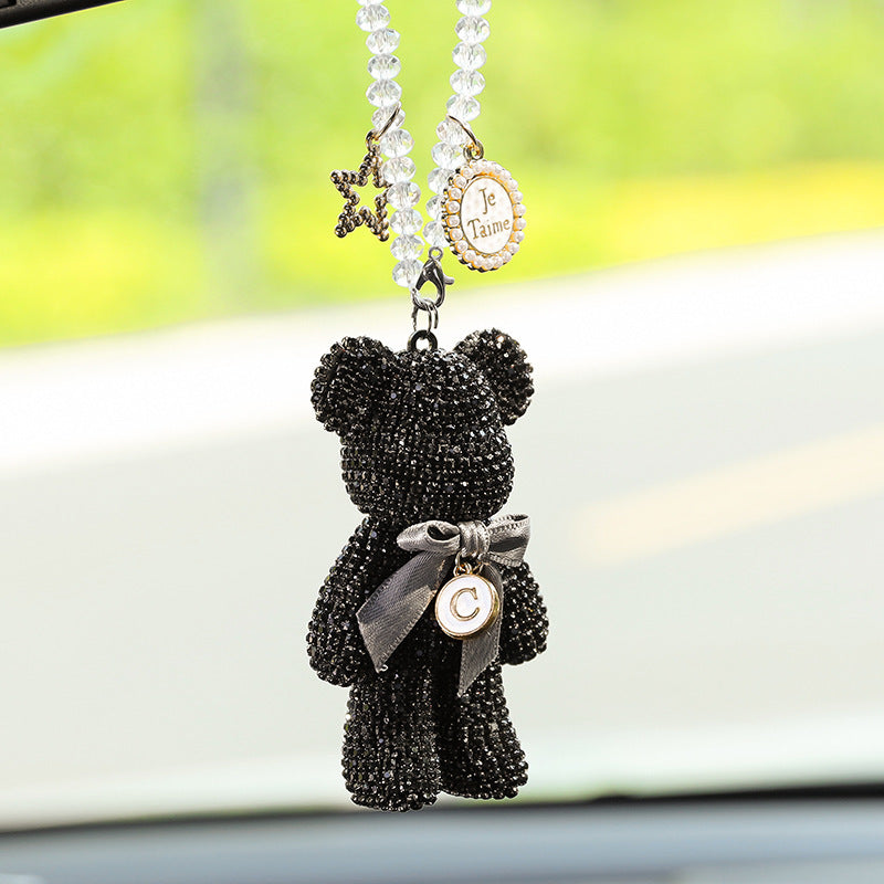 Car Rearview Mirror Diamond-embedded Bear Ornaments