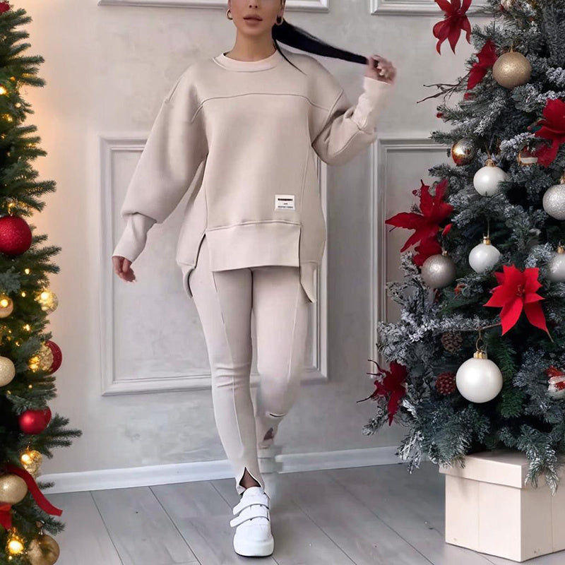 Women's Solid Color 2-Piece Set