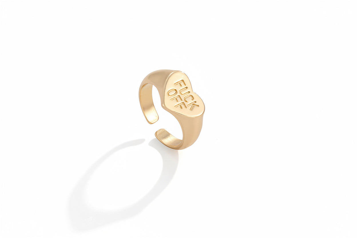 4pc Letter Cutout Heart Rings