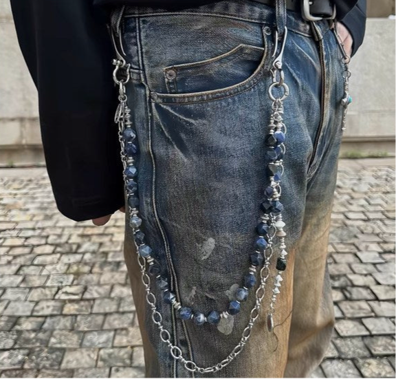 Men's Peacock Jeweled  Wallet Chain