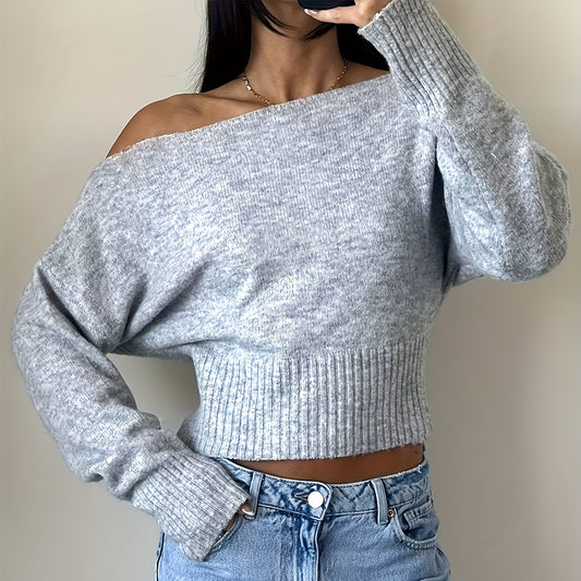 Women's Off The Shoulder Cropped Sweater