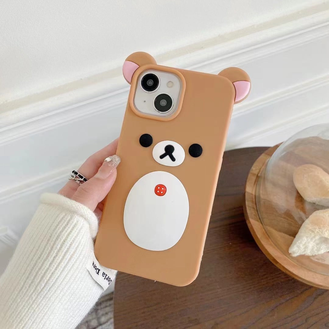 Funda de teléfono de oso de dibujos animados 3D lindo