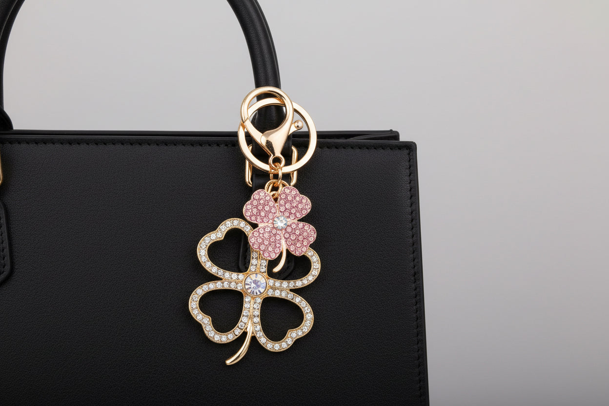Rhinestone Four Leaf Clover Key Chain