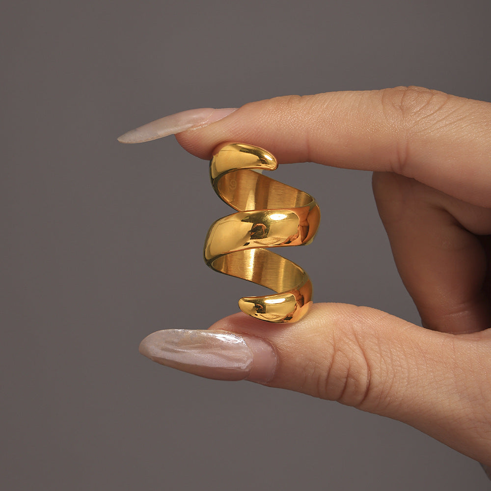 Spiral Style Stainless Steel Gold Ring by Savge Charmz