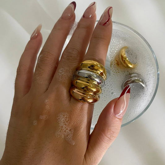 Simple Glossy Geometric Chunky Ring by Savge Charmz
