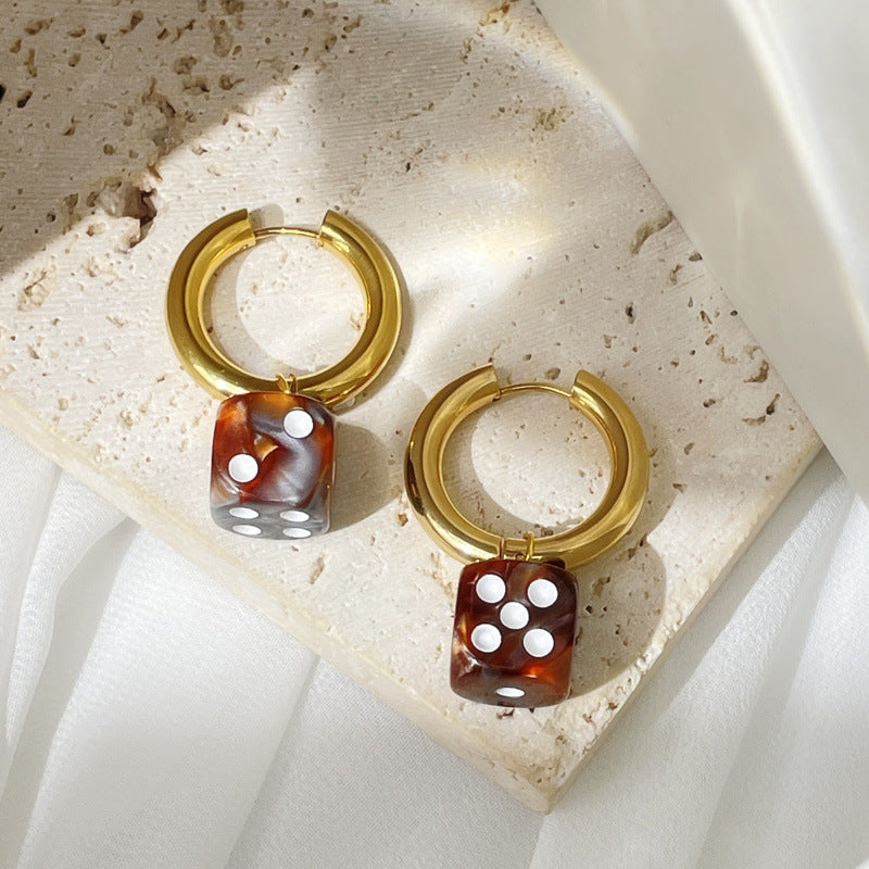 dice hoop earrings
