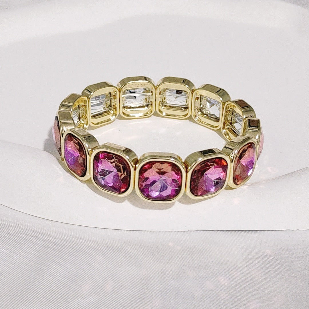 Gold Square Gem Bracelet