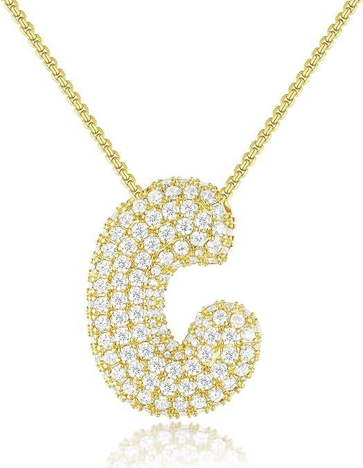 Bubble Letter Pendant Necklace