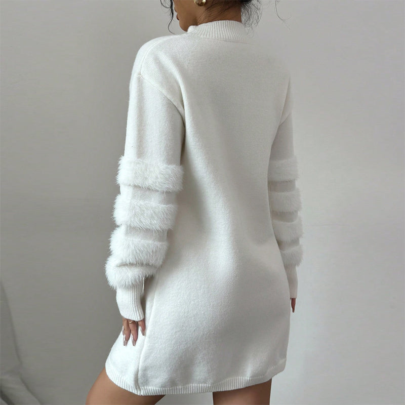 Women's Plush Long Sleeve Mini Dress