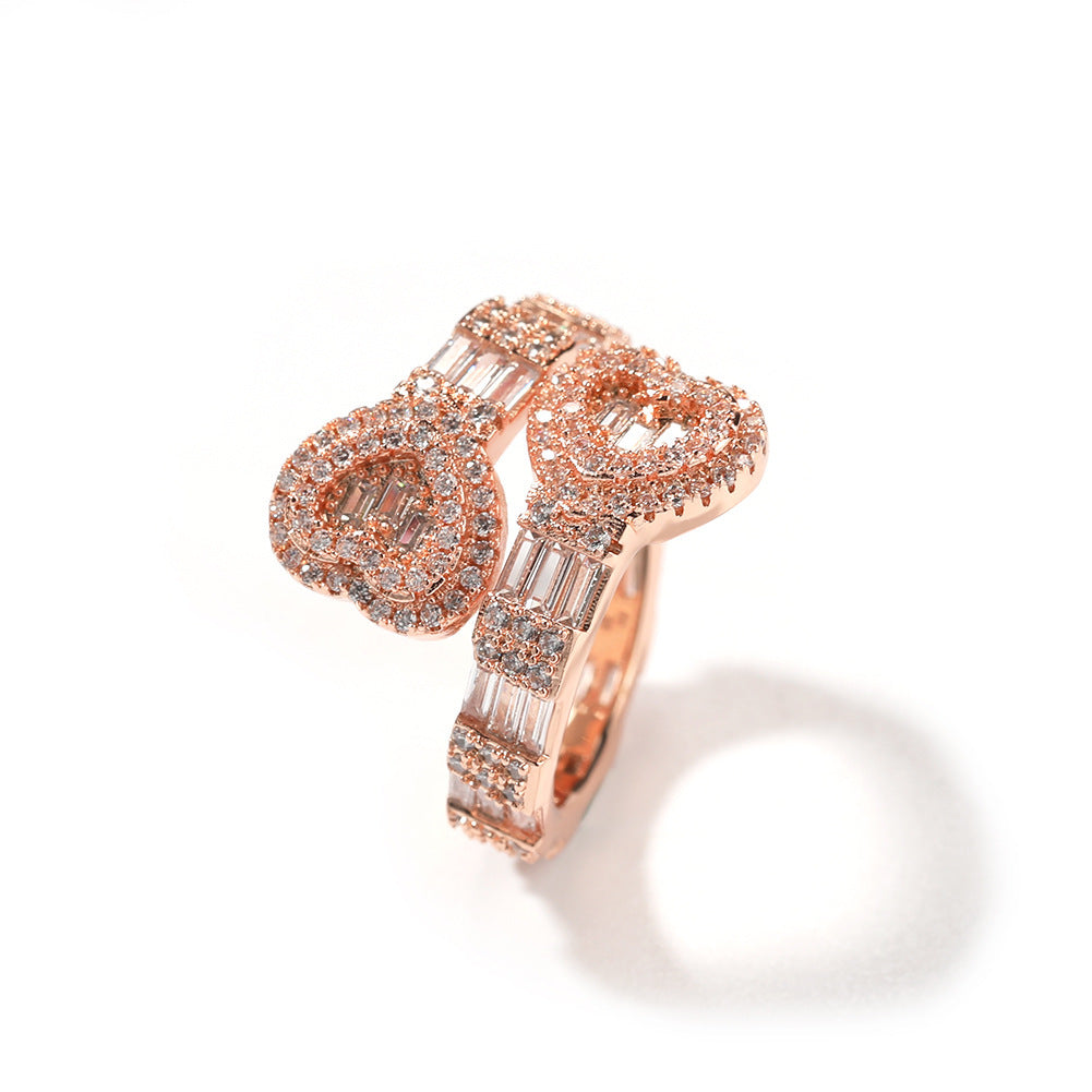 Baguette CZ Heart Ring