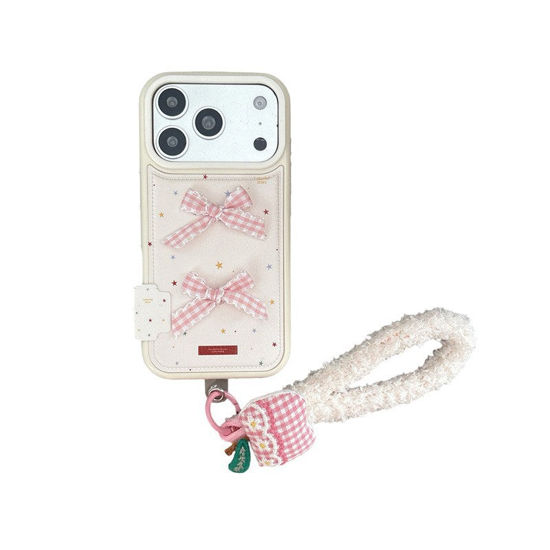 Colorful Star Ribbon Bow Phone Case w/Lanyard