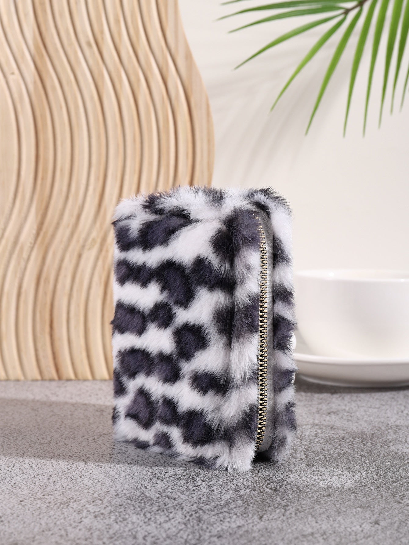 Fluffy Leopard-Print Coin Card Holder Wallet