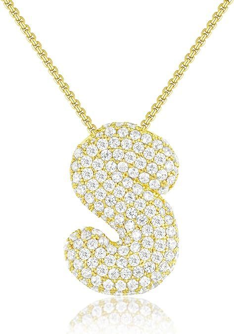 Bubble Letter Pendant Necklace