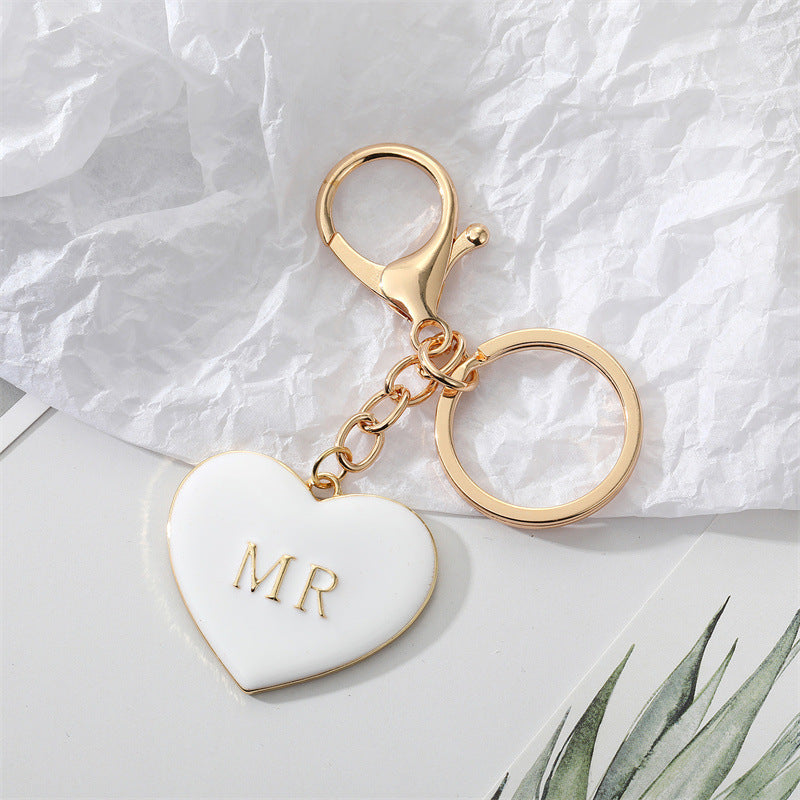 Mr & Mrs Love Heart Keychain