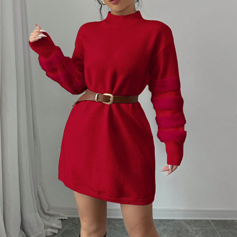Women's Plush Long Sleeve Mini Dress