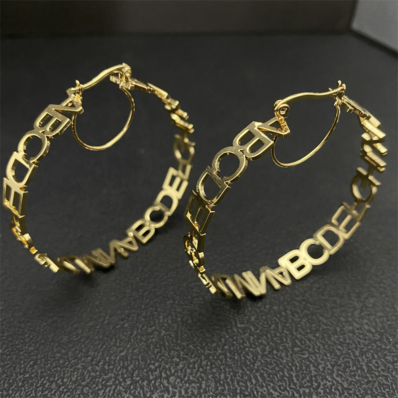 Letter Hoop Earrings