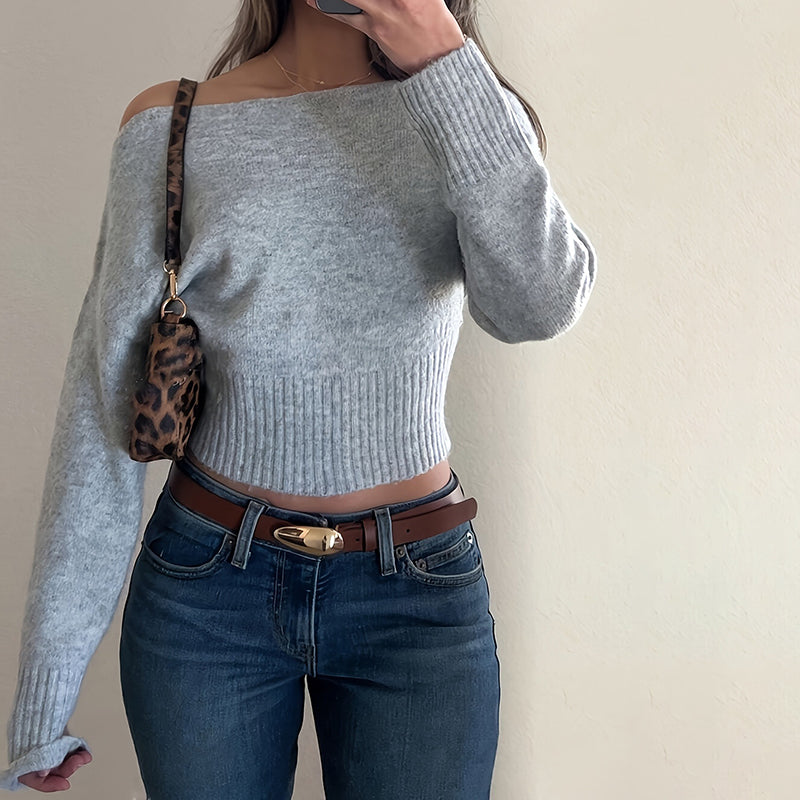 Women's Off The Shoulder Cropped Sweater