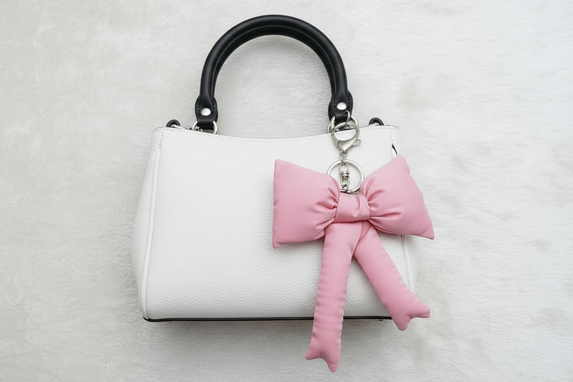 Plush Heart Bow Keychain - Savge Charmz