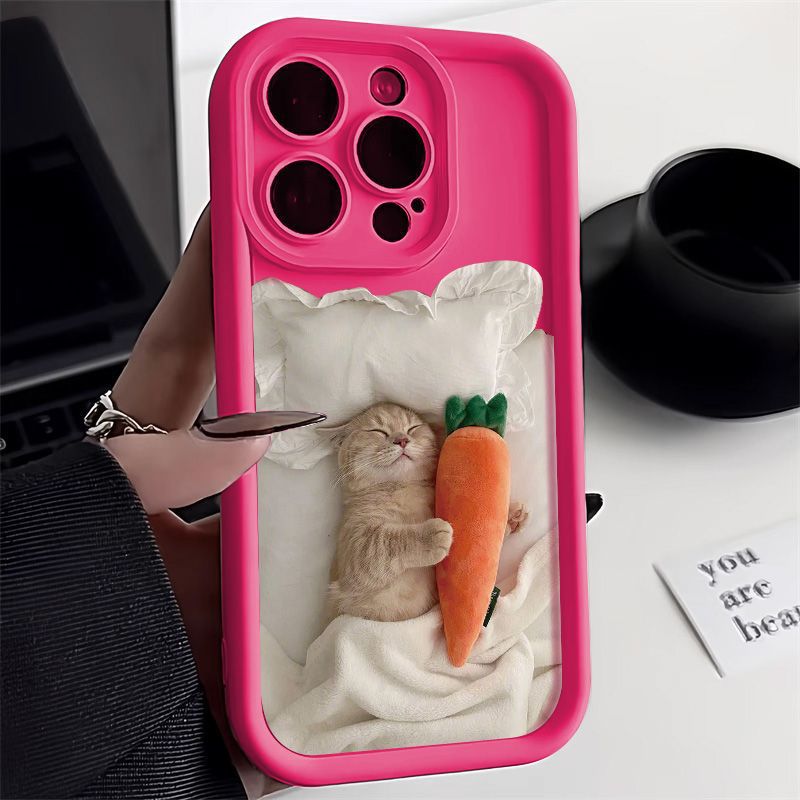 Funda de teléfono de gato durmiendo de dibujos animados