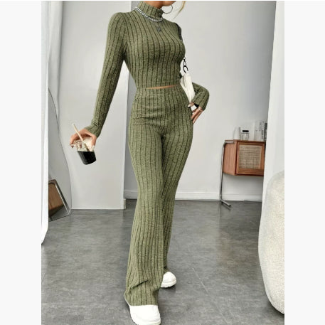Women’s Lounge Waist High Trousers Set