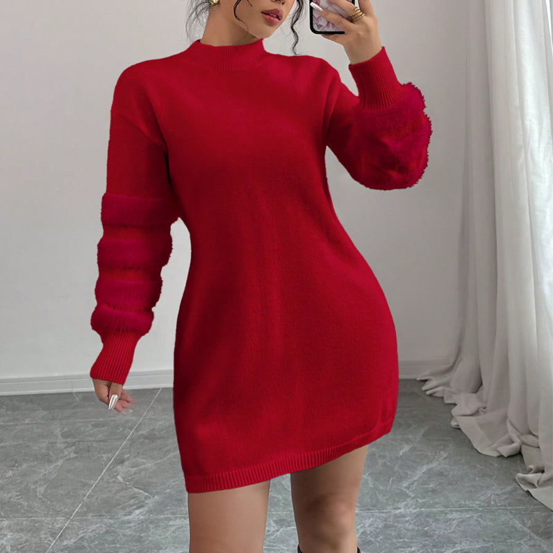 Women's Plush Long Sleeve Mini Dress