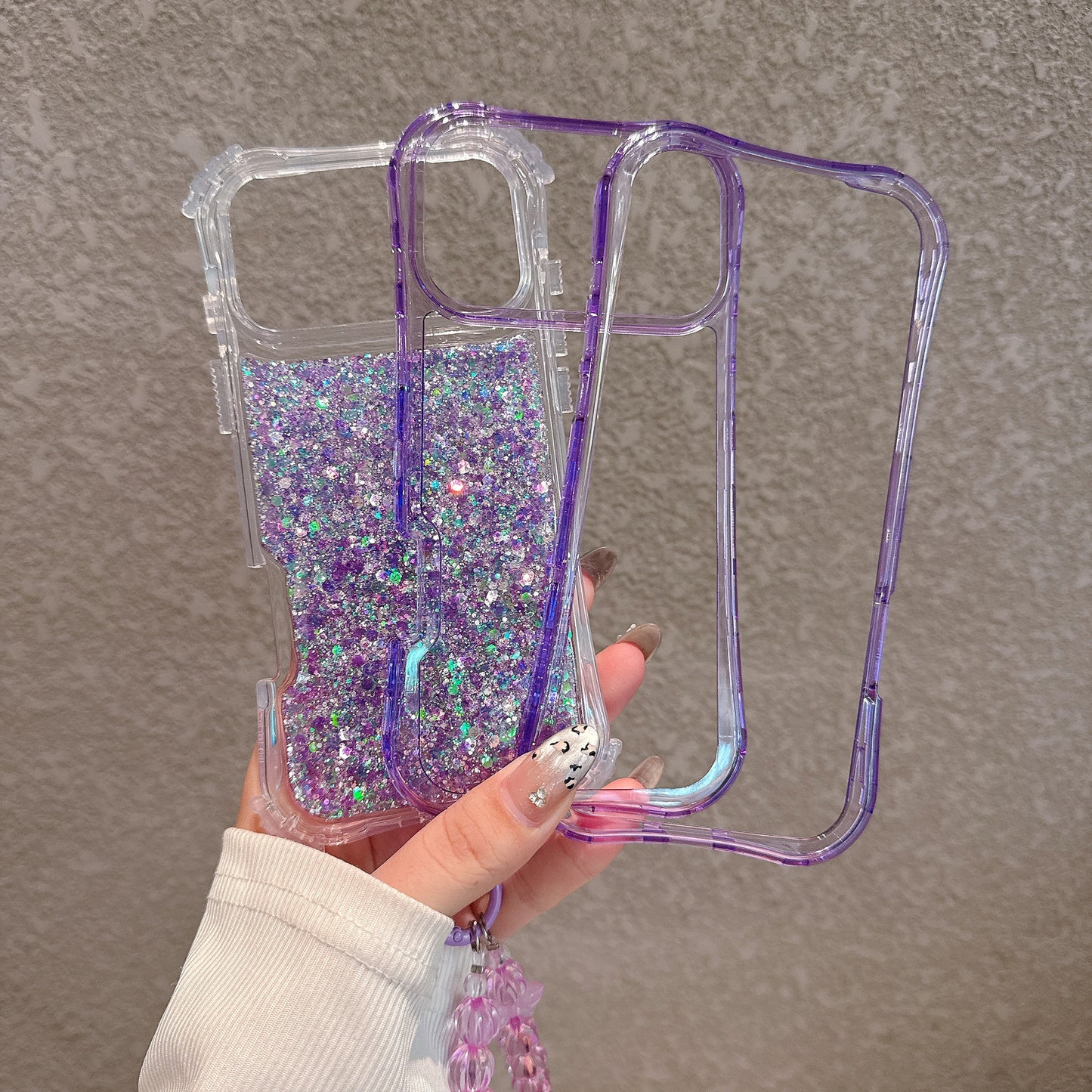 3-in-1 Glitter Phone Case and  Phone Lanyard