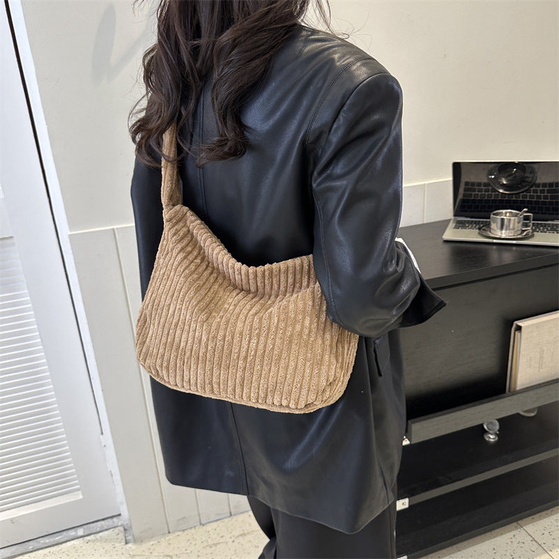Womens Casual Corduroy Shoulder Tote Bag