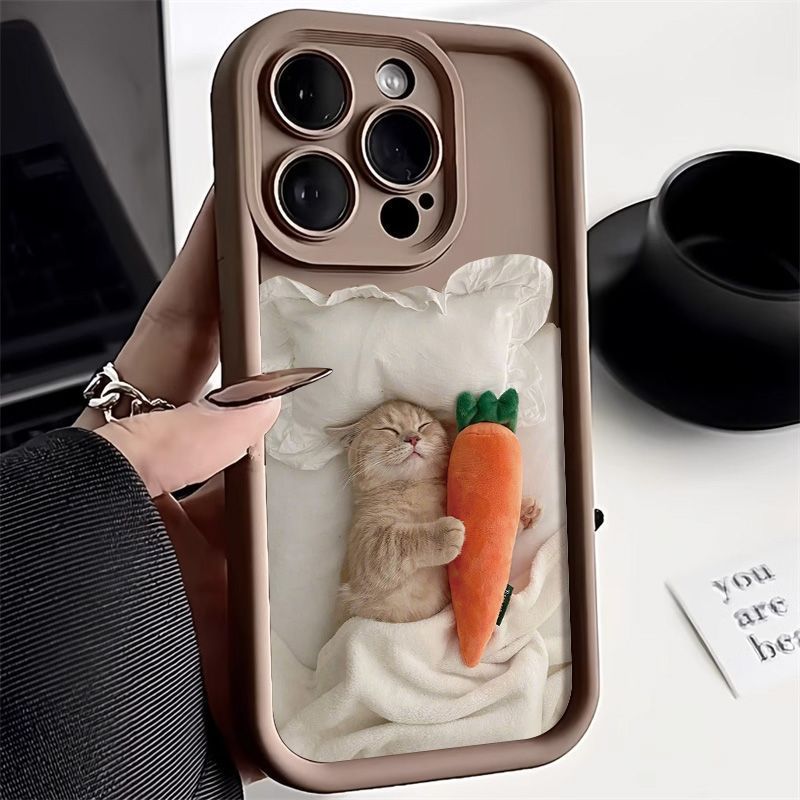 Funda de teléfono de gato durmiendo de dibujos animados