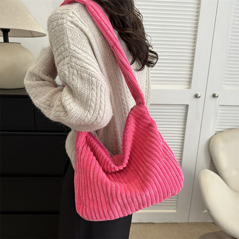 Womens Casual Corduroy Shoulder Tote Bag