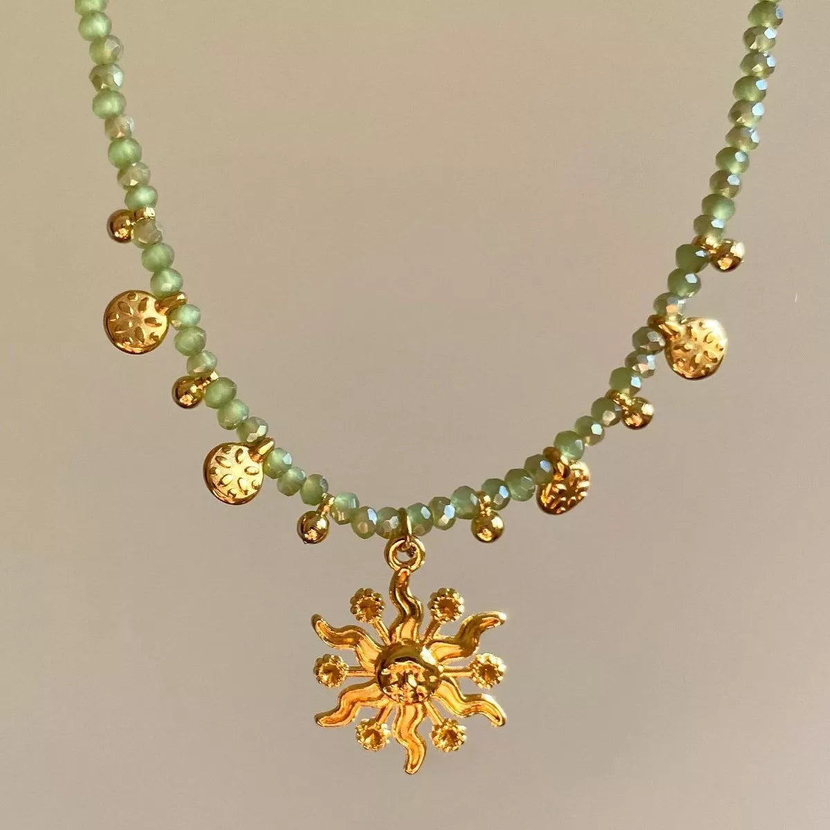 Bead Sun Pendant Necklace