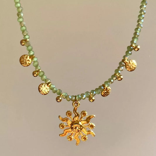 Bead Sun Pendant Necklace