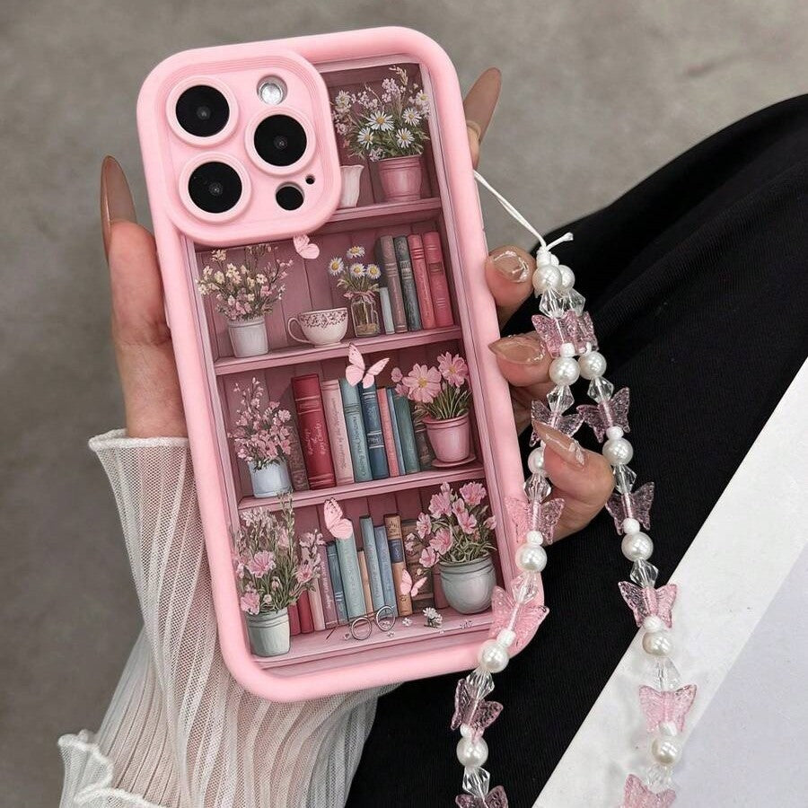 Funda Retro para Teléfono Estantería Rosa