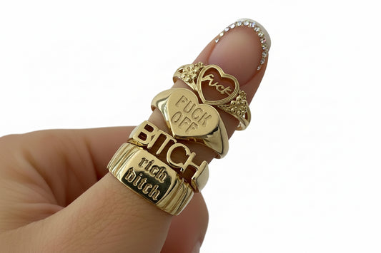 4pc Letter Cutout Heart Rings